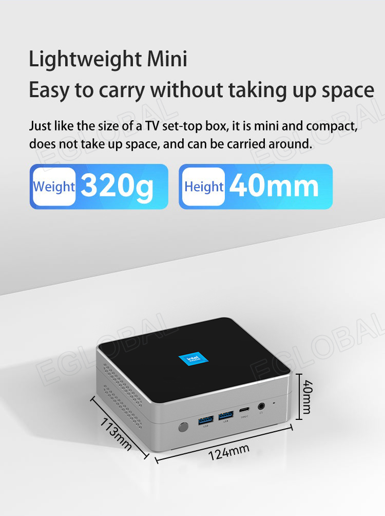 Lightweight Mini Easy to carry without taking up space Just like the size of a TV set-top box, it is mini and compact, does not take up space, and can be carried around. Weight 320g |Height 40mm